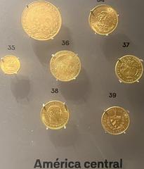 Central American gold coins displayed at Museo Casa de Moneda in Bogotá