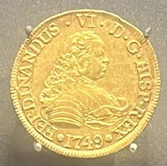 Four 1749 escudos coins of the Captaincy General of Chile from the Casa de Moneda de Santiago