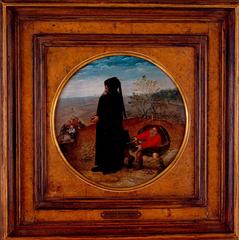 El misántropo painting by Pieter Brueghel the Younger depicting a misanthrope surrounded by townspeople