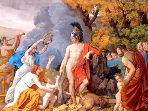 Theseus resting after the victory over the Minotaur painted by Giuseppe Cammarano