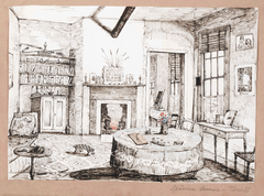 Drawing of a sitting room in a house on Spadina Avenue, Toronto, circa 1854-1856