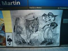 Mural artwork on the platform at Retiro station of General San Martín on Buenos Aires Subway Line C