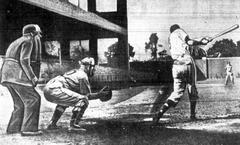 Los Angeles Angels first baseman Eddie Waitkus at bat during 1942 game at Wrigley Field Los Angeles