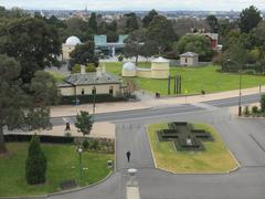 Melbourne Observatory viewed from the Shrine of Remembrance, showcasing historic astronomical building against city sky
