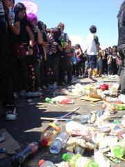 Trash scattered outside Arena Santiago during My Chemical Romance concert in Santiago, Chile