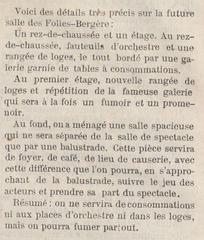 Announcement of the future Folies-Bergère theater hall inaugurated May 2, 1869, historic 1868 French newspaper page