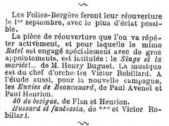 Illustration of reopening of Folies-Bergère theatre on September 1, 1869