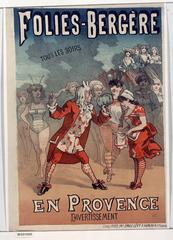 Vintage theatrical poster for Folies-Bergère evening show 'En Provence' from 1884