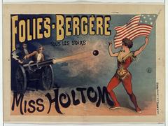 Vintage French music-hall poster for Folies Bergère featuring Miss Holton