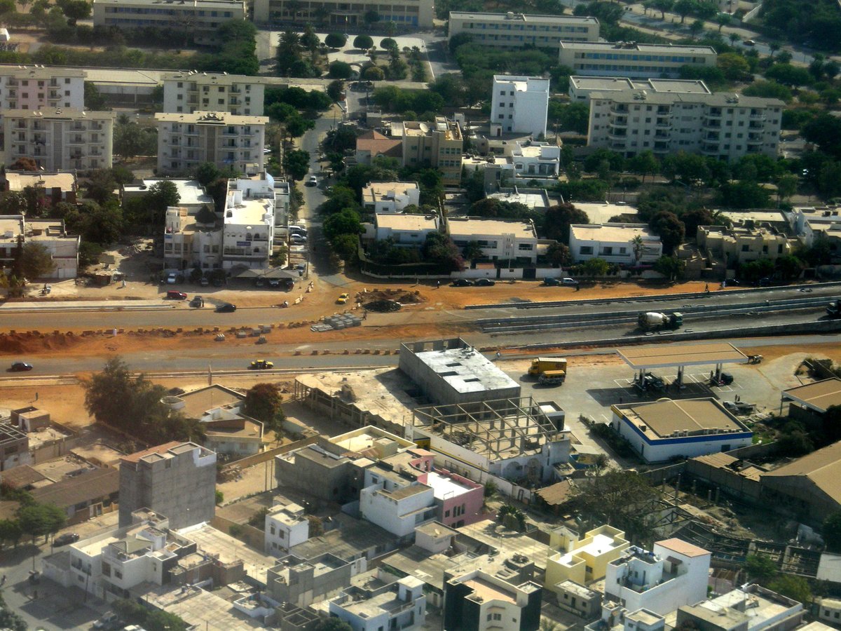 Aerial view of Dakar, Senegal showing cityscape and coastline