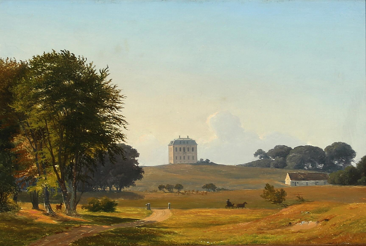 Summer landscape in Dyrehaven with view of Eremitageslottet