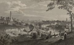 Dublin city view from Phoenix Park historical drawing by Alphonse Dousseau