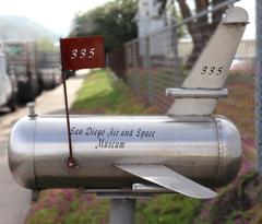 Mailbox shaped like a McDonnell Douglas DC-10 airplane made of stainless steel