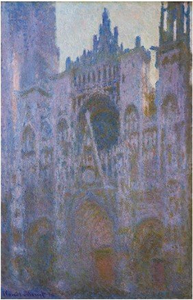 Rouen Cathedral in the Morning with Pink Dominant Color by Claude Monet