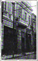 Lima city center blocks being repainted during 1909 mass campaign