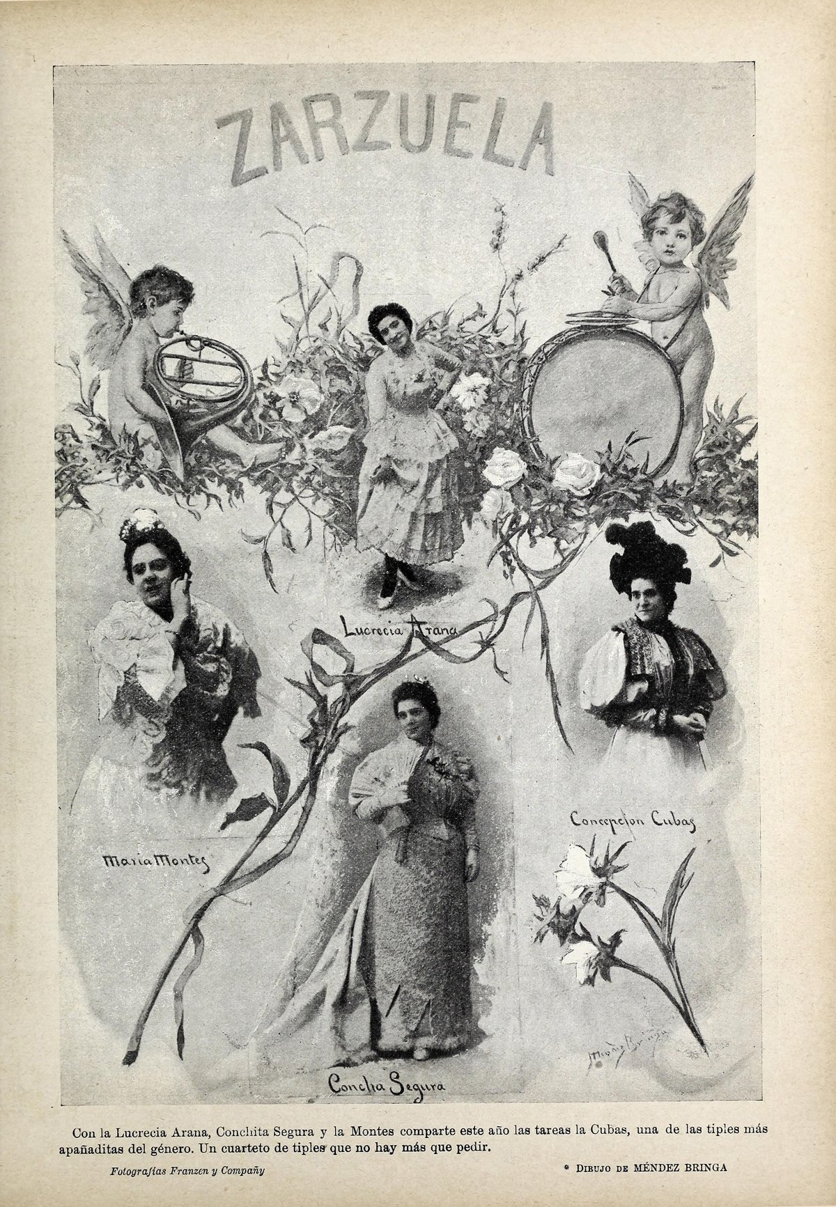 Vintage black and white photograph of Teatro de la Zarzuela stage performance in 1897