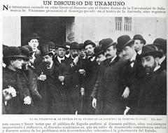 Miguel de Unamuno entering Teatro de la Zarzuela in Madrid