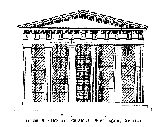 Restored elevation drawing of the Choregic Monument of Nikias on the south slope of the Acropolis in Athens from 1910