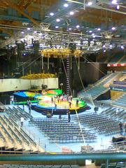 Cirque du Soleil stage setup at Pavillón Multiusos Fontes do Sar