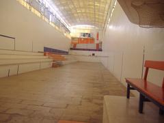 Empty Pelayo trinquet court seen from the llotgeta