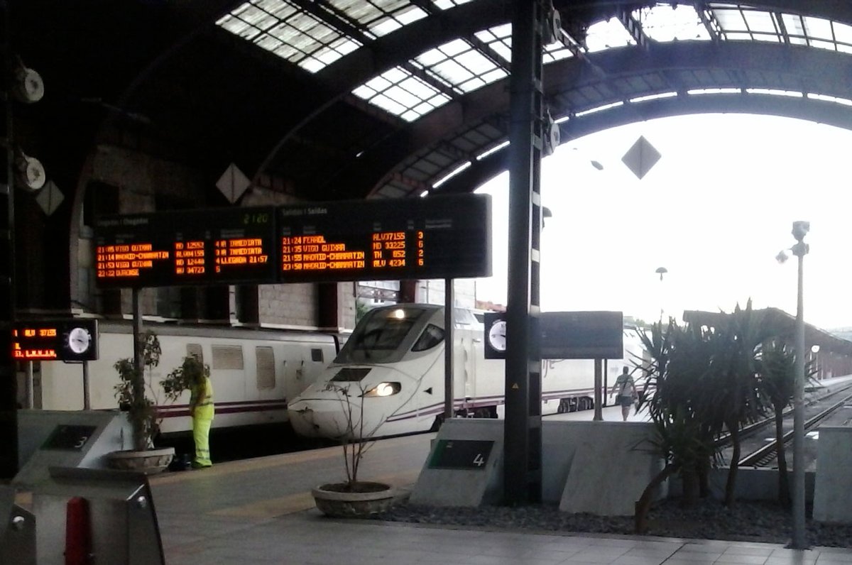 Talgo Alvia Renfe Operadora train at A Coruña station in Galicia, Spain