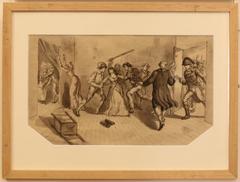 Charlotte Corday terrassée depicted in ink wash by Laurent Lebas