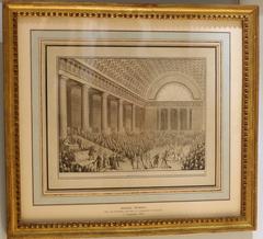 Antoine Borel's pencil drawing titled Don des femmes à l'assemblée nationale showing a detailed portrait sketch