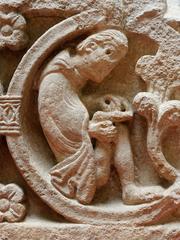 Ancient stone frieze with medallion carvings at Cluny