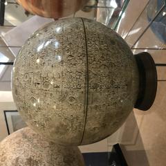 Lunar globe showing detailed topography of the Moon's surface