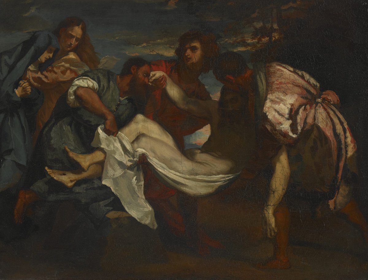 Painting La Mise au tombeau by Géricault after Titian depicting Christ's burial