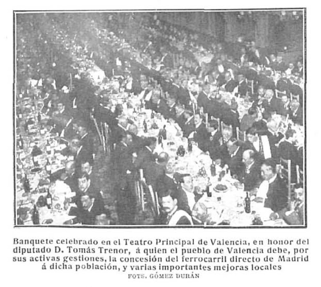 Historic banquet held at Teatro Principal in Valencia, 1909