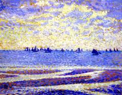 Fishing boats at Boulogne-sur-Mer painted by Rysselberghe