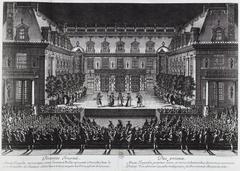 Performance of Lully's opera Alceste with ballet entrées in the Marble Court at Versailles on July 4, 1674