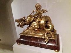 Child astride a dragon bronze sculpture by Marie-Amélie-Jeanne-Valentine de Chaponay
