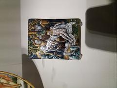 Polychrome enamel plaque depicting the Mourning over the Dead Christ by Piere Raymond, Limoges, circa 1560-1570