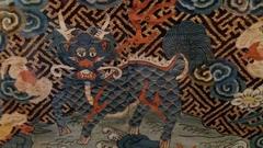 Square mandarin badge in two parts representing a qilin, 1844