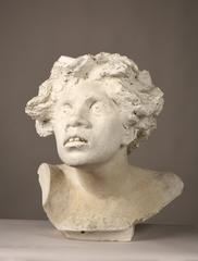 Monumental bust sculpture Allegory of America with Native American head and feather headdress