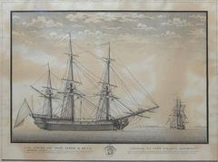 View of the ship Les Trois Frères and the corvette Le Cerf Volant owned by Messieurs Rasteau, shipowners in La Rochelle