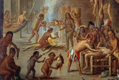 Scene of cannibalism in Brazil in 1644 painting by Jan van Kessel I
