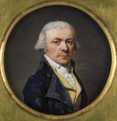 Miniature portrait of Charles-François Dumouriez painted by Bouvier in 1796, watercolor and gouache on ivory, diameter 60 mm