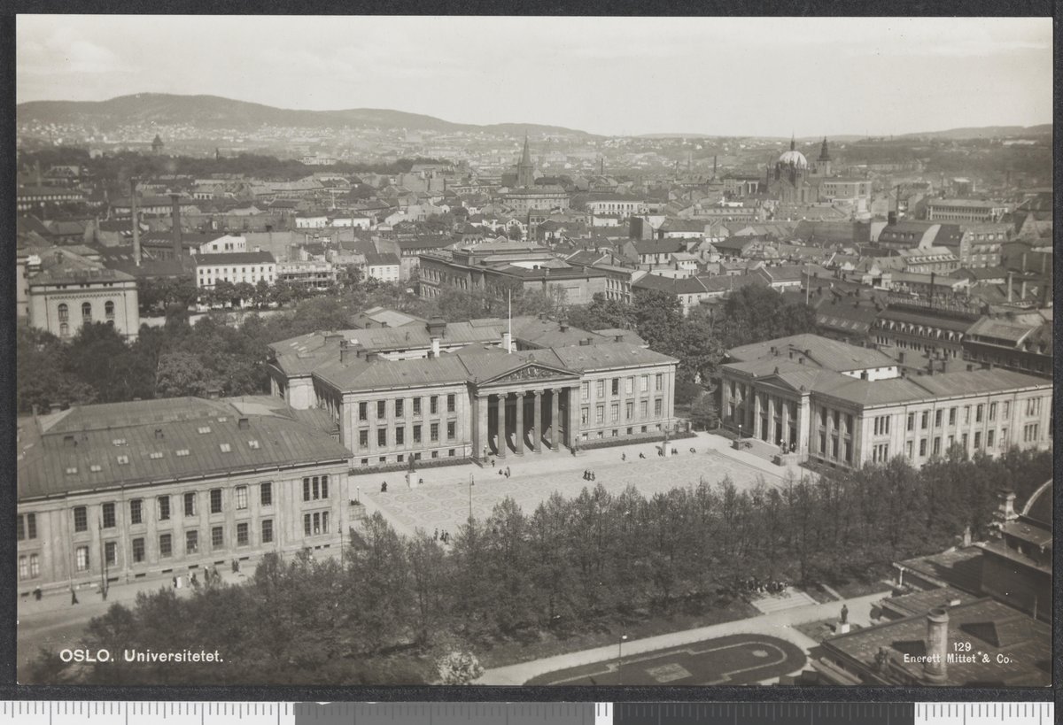 University buildings on Karl Johan street in Oslo