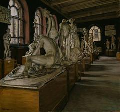 Interior view of the National Gallery with classical sculptures and ornate architecture
