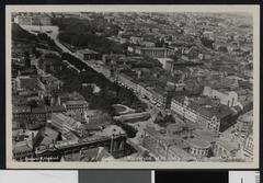 Aerial view of Karl Johans gate and The Royal Palace in Oslo, Norway