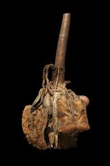 Hunter's calabash used for palm wine from Democratic Republic of the Congo with diverse natural materials