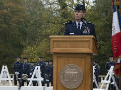 Maj. Gen. Greg A. Semmel giving speech at Veterans Day ceremony at Lafayette Escadrille Memorial Cemetery in France