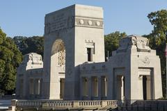 Lafayette Escadrille Memorial Cemetery with rows of white military graves and monuments under blue sky