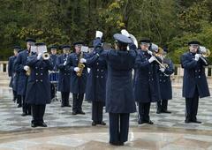 United States Air Forces in Europe band performing at Lafayette Escadrille Memorial Cemetery Veterans Day ceremony 2019