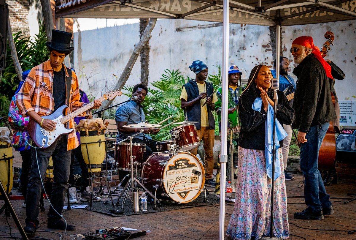 RAM Band performing live in the courtyard of New Orleans Jazz National Historical Park on December 16, 2022