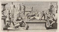 Students drawing and modeling from statue casts of the Capitoline collection