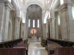 Interior of the Abbaye de Lérins church with ornate architectural details